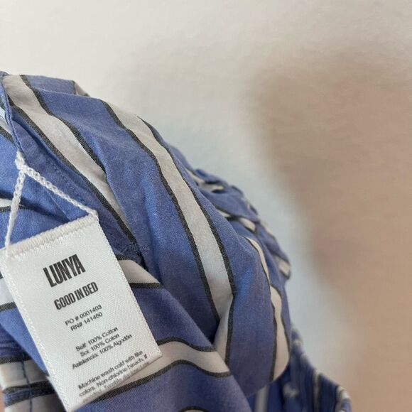 Lunya Blue Striped Wide Leg Airy Sleepwear Pajama Pants Women's Size Small - Picture 7 of 7